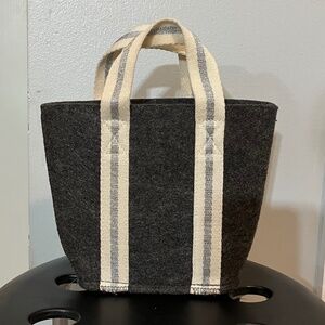 NEW mini tote charcoal gray with white & gray straps